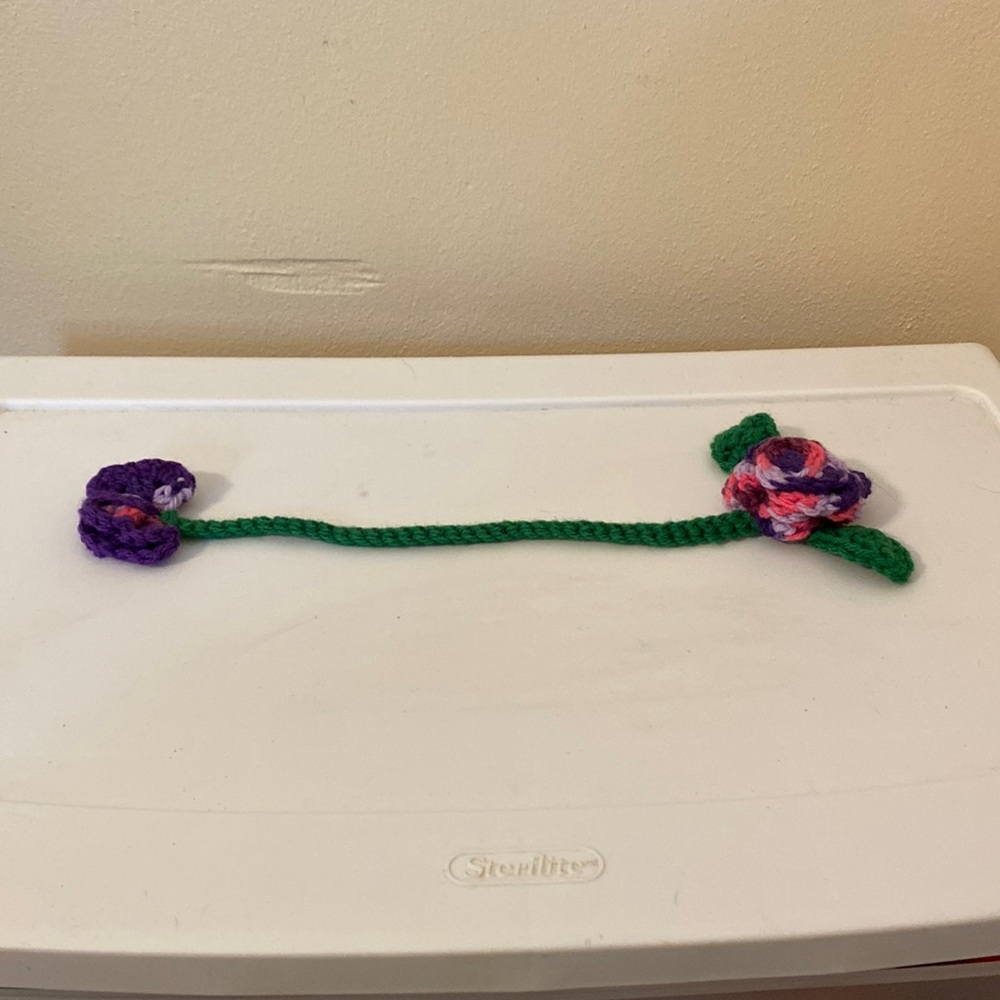 Crochet butterfly and flower bookmark